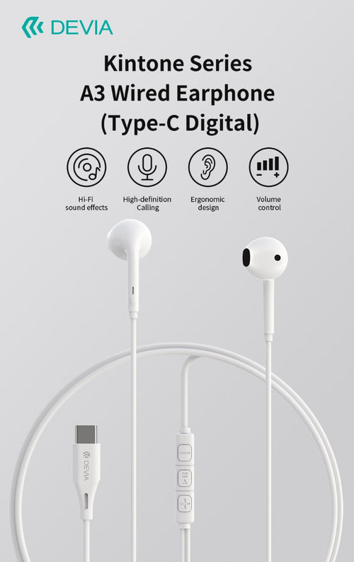 Auricolari A3 Digital filo con connettore Tipo-C compatibile Android e Apple Bia