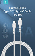 Kintone Cavo da Tipo-C a Tipo-C 5V 3A 1Mt Carica e dati Bianco