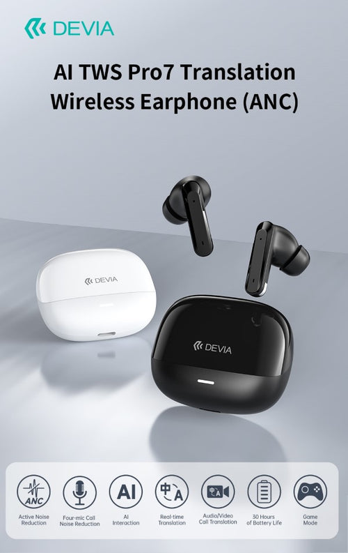 Auricolari TWS Earbuds AI con ANC Avanzato, 4-Mic ENC e Traduzione Multilingua in Tempo Reale Bianchi
