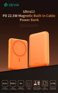 Power Bank Ultra12 10000mAh PD 22.5W Magnetico con Cavo Tipo-C Integrato Arancione