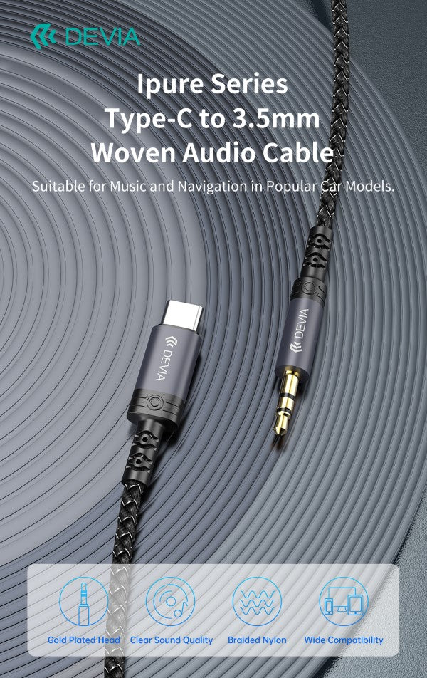 Cavo Audio da Tipo-C a Jack 3.5mm lunghezza 1 mt