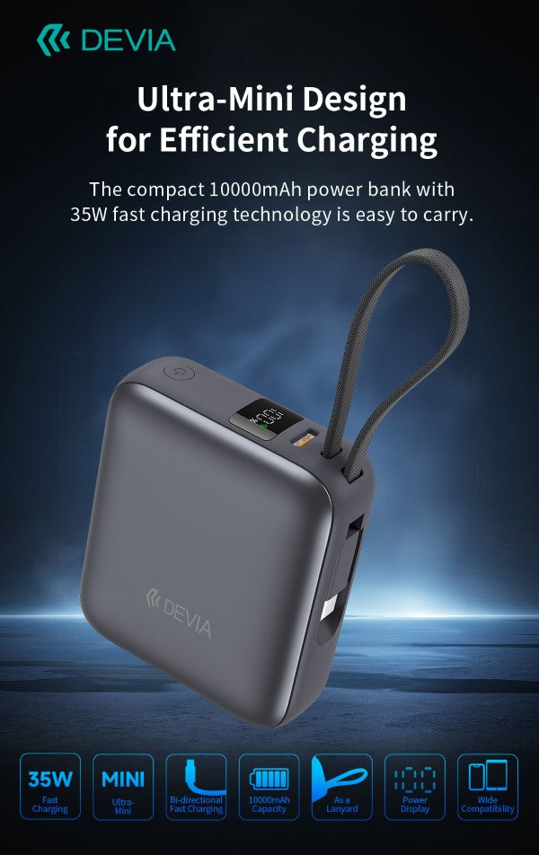Power Bank Ultra1 carica rapida PD 35W 10.000 mAh con cavo Tipo-C