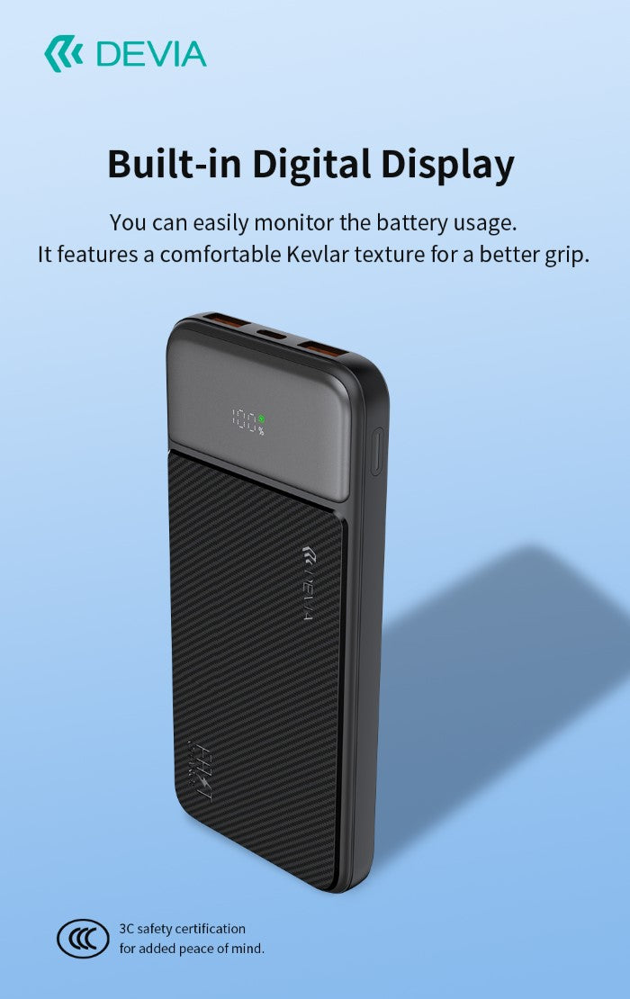 Power bank completamente compatibile 22,5 W con display digitale 10000 mAh Nero
