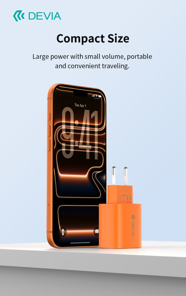 Ultra6 GaN Fast Charger PD 40W / EU 60W – USB-C Ricarica Rapida Arancione