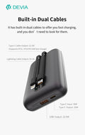 MINI Power Bank Ultra4 da 22,5 W Con 2 cavi integrati 20000 mAh Grigio
