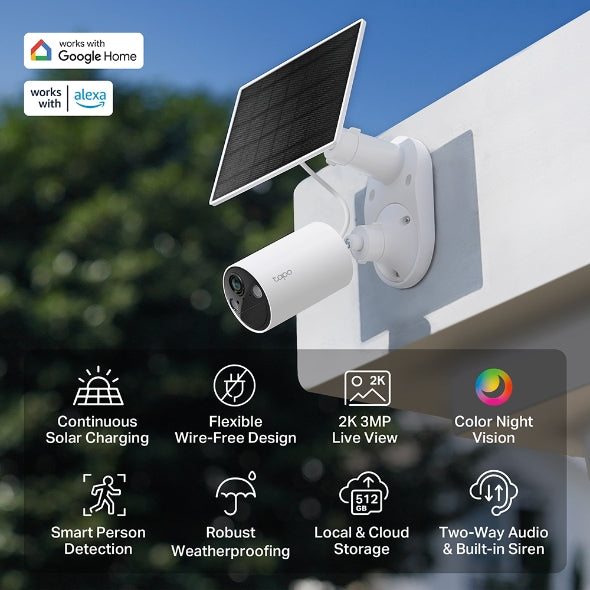 Tapo Telecamera a batteria Smart TC82 2K Kit con Pannello solare