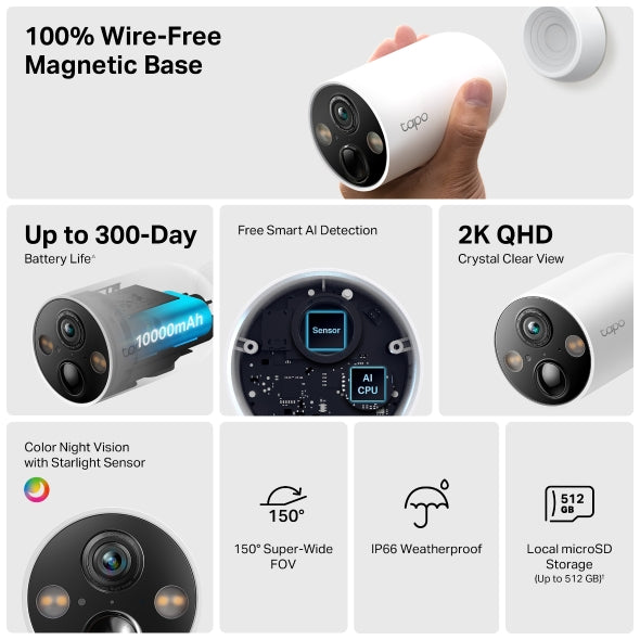 Tapo Telecamera a batteria Smart TC85 2.5K 4Mp