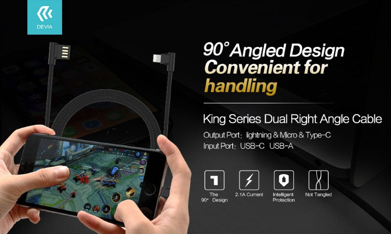 Cavo King USB - Lightning ad angolo 90° Nero