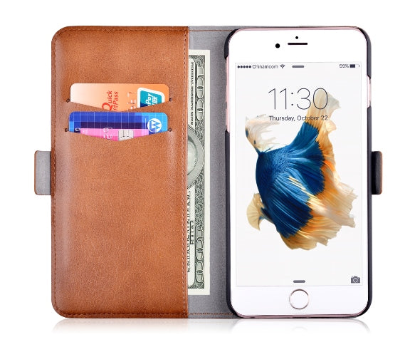Custodia in Pelle con Portadocumenti per iPhone 6S/6 Marrone