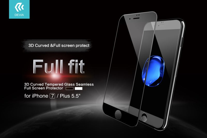 Pellicola vetro temperato Full Screen 3D per iPhone 7 Nera