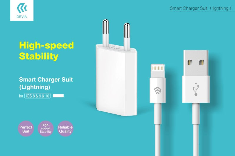 Suit Carica Batt 1 Amper + Cavo Lightning per Apple Bianco