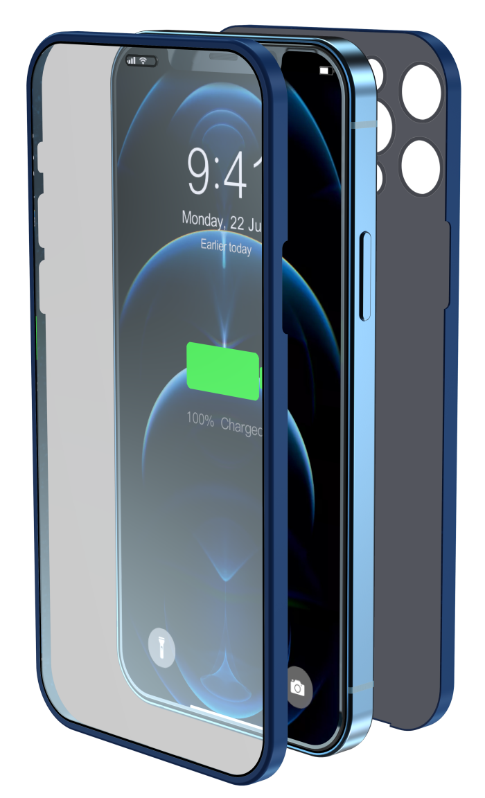 Cover & Vetro Totale protezione per iPhone 12 Pro Blu