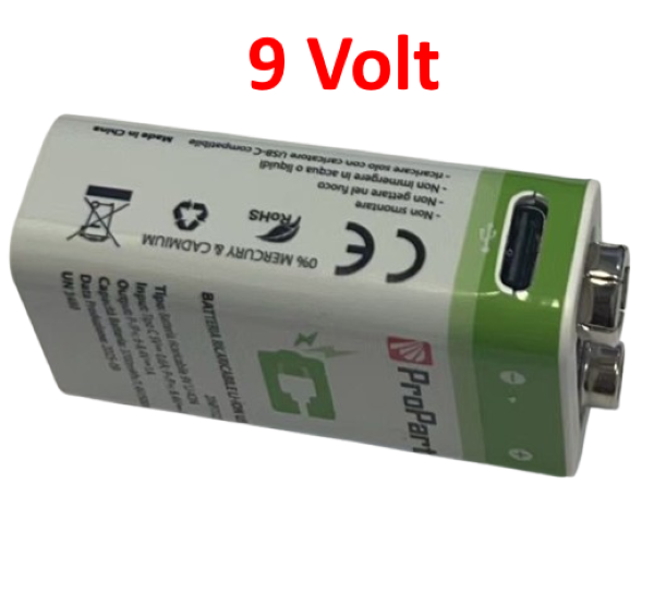 Batterie 9V Ricaricabili USB‑C 3700mWh – Confezione da 2