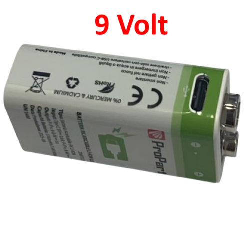 Batterie 9V Ricaricabili USB‑C 3700mWh – Confezione da 2