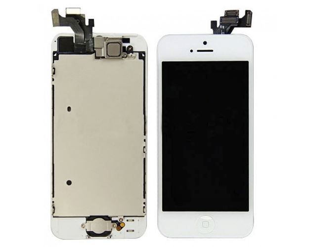 Lcd Completo di Pulsante Altop. Camera per iPhone 5 Bianco