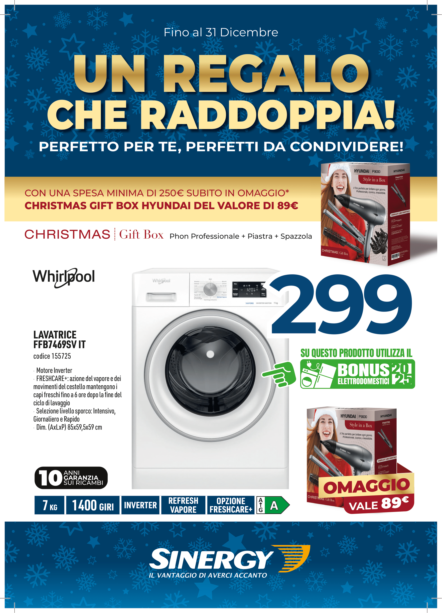 WHIRLPOOL LAVATRICE A LIBERA INSTALLAZIONE - FFB 7469 SV IT