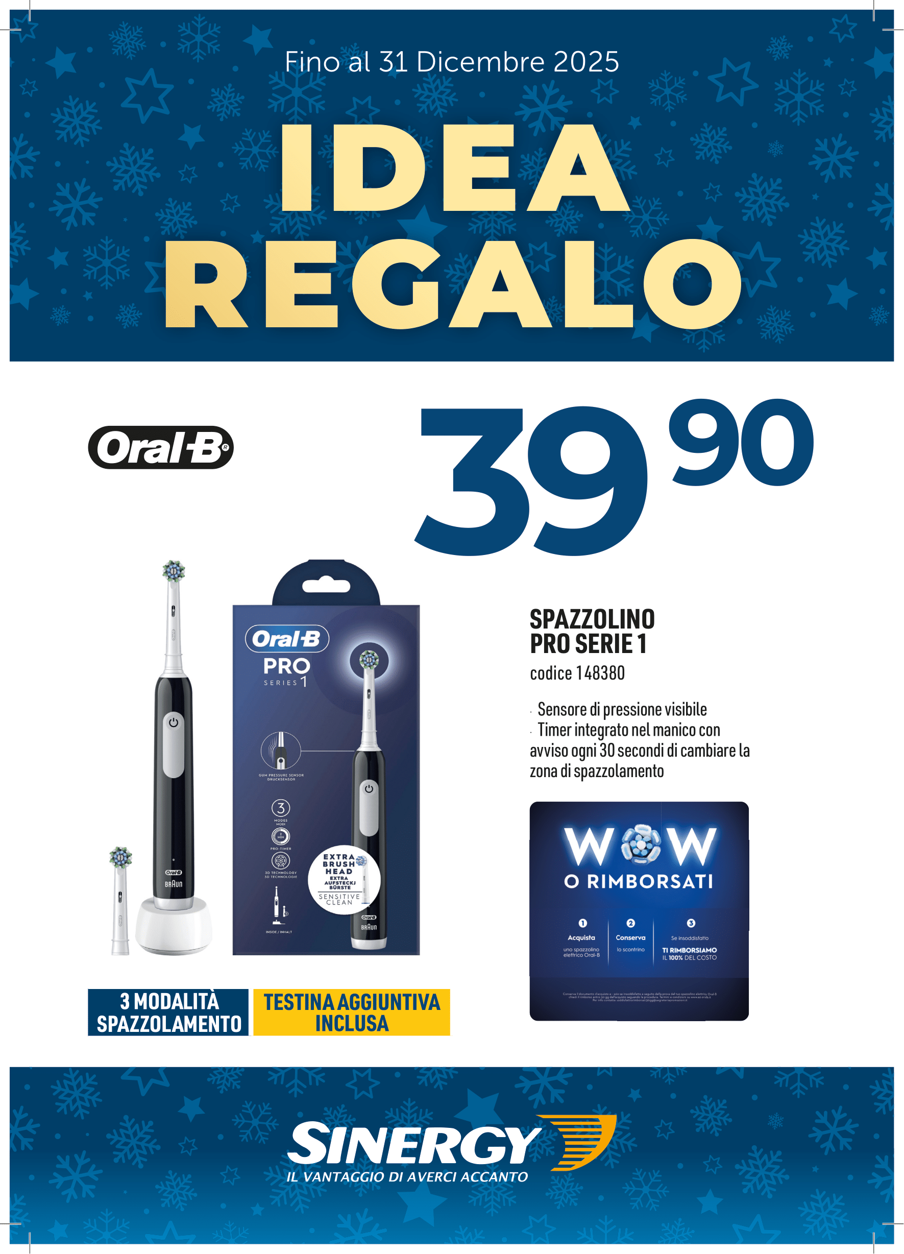 ORAL-B SPAZZOLINO ELETTRICO RICARICABILE SERIES 1 NERO CON 2 TESTINE DI RICAMBIO, 1 SPAZZOLINO