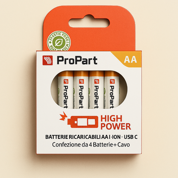 Batterie AA Ricaricabili USB‑C 1.5V 3071mWh  1750mAh– Confezione da 4
