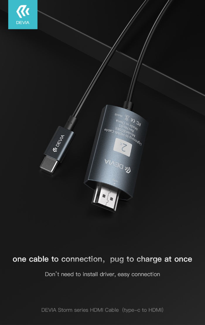 Cavo Adattatore Serie Storm da HDMI a Tipo-C Nero