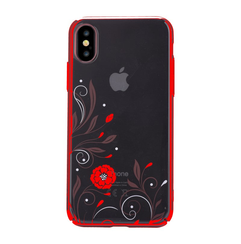 Cover Con Swarovski Crystal Petunia per iPhone X Rossa