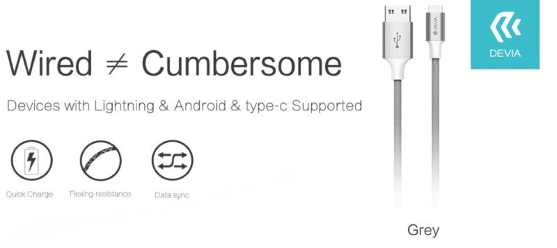 Cavo M-Usb Android Pheez 2mt per Carica Rapida Grigio