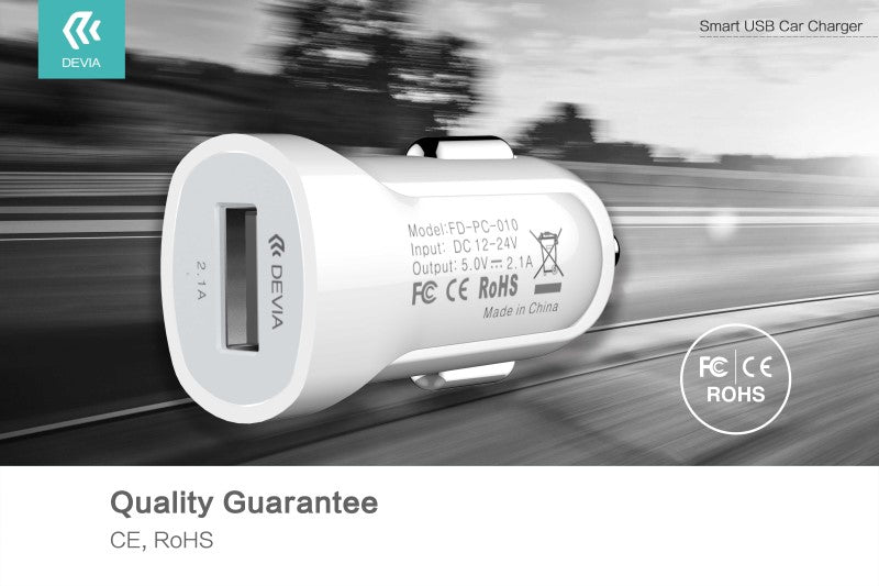 Caricabatteria Auto 2.1A USB Smart Devia Bianco