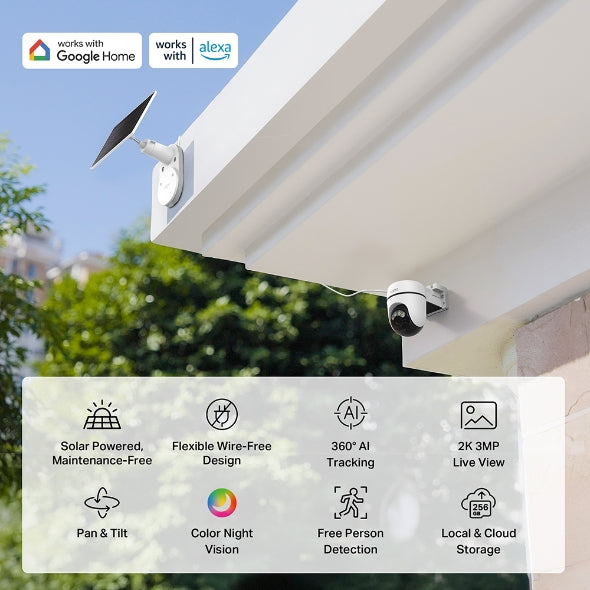 Tapo TC90 Kit Telecamera di Sicurezza Smart 360° P&T + Pannello solare
